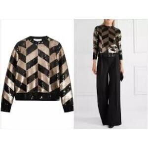 Max Mara chevron sequin black and gold Sweater M